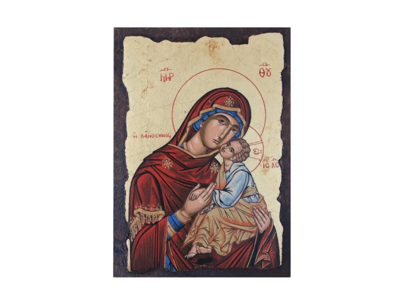 Virgin Mary with Christ Child Orthodox icon on canvas and wood