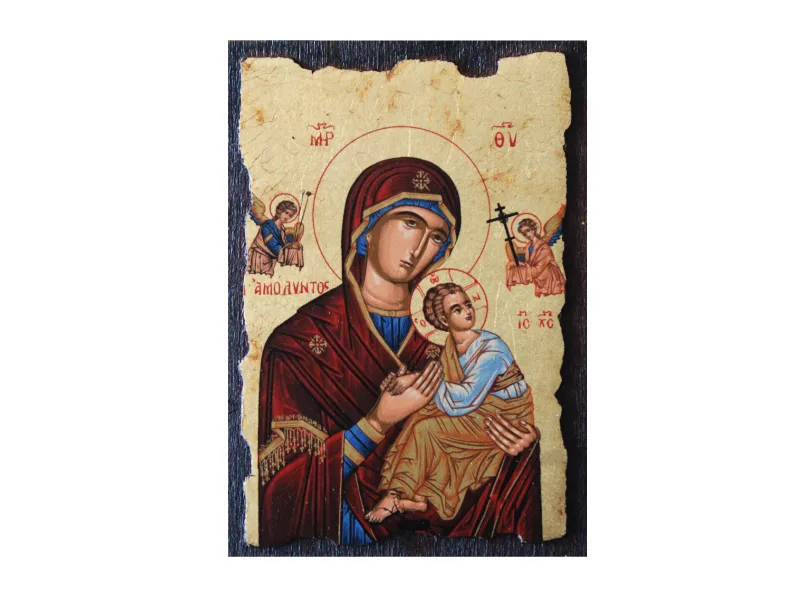 Virgin Mary Amolyntos Orthodox icon on canvas and wood