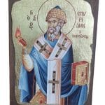 Saint Spyridon the Wonderworker full body Orthodox icon on canvas and wood
