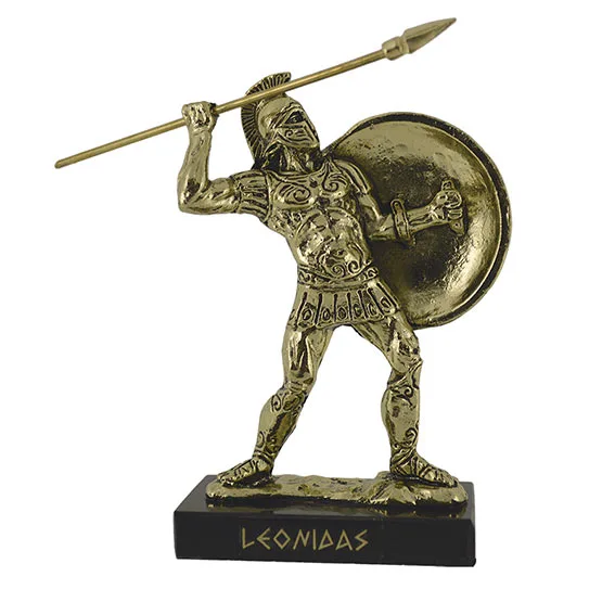 Leonidas Spartan metal statue with spear