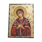 Virgin Mary of the Seven Sorrows Orthodox icon on canvas and wood