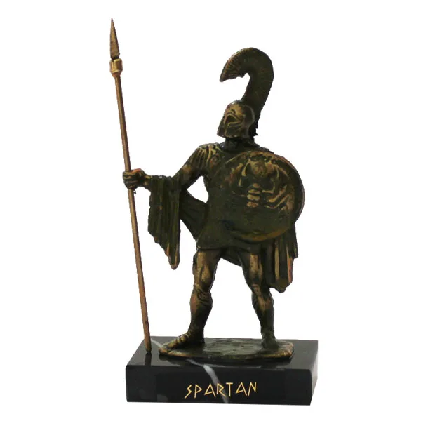 Metal statue Spartan warrior with spear
