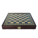 Chess set in wooden box with chessboard