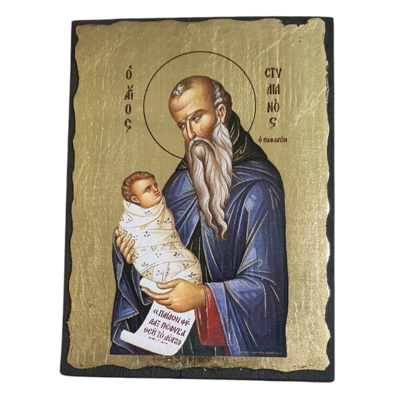 Saint Stylianos Orthodox icon on canvas and wood